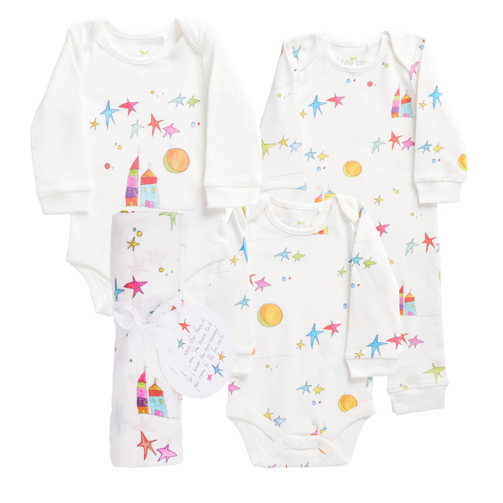 Flying Edna x From Babies with Love - Cosmic organic baby gift set