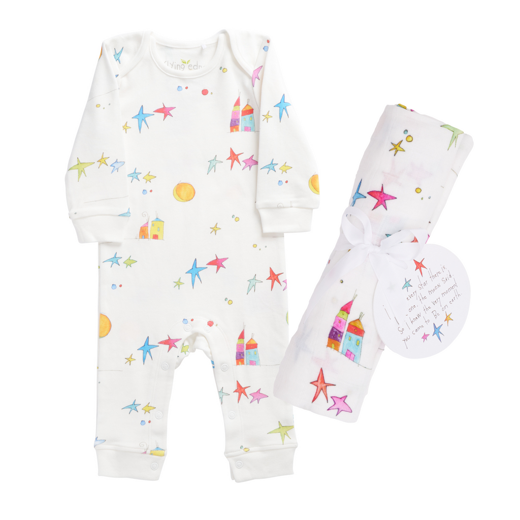 Flying Edna x From Babies with Love Luna organic baby gift set