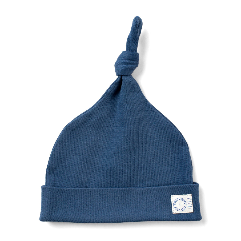 Marine Blue organic knot hat - From Babies with Love 100% of Profit to Vulnerable Children