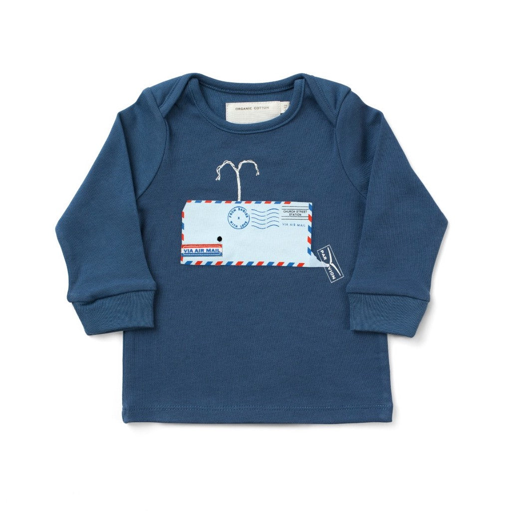 Whale Blue T-Shirt Made From 100% Organic Cotton. Free Drawstring Gift Bag and Greetings Card with All Profits To Abandoned Children.