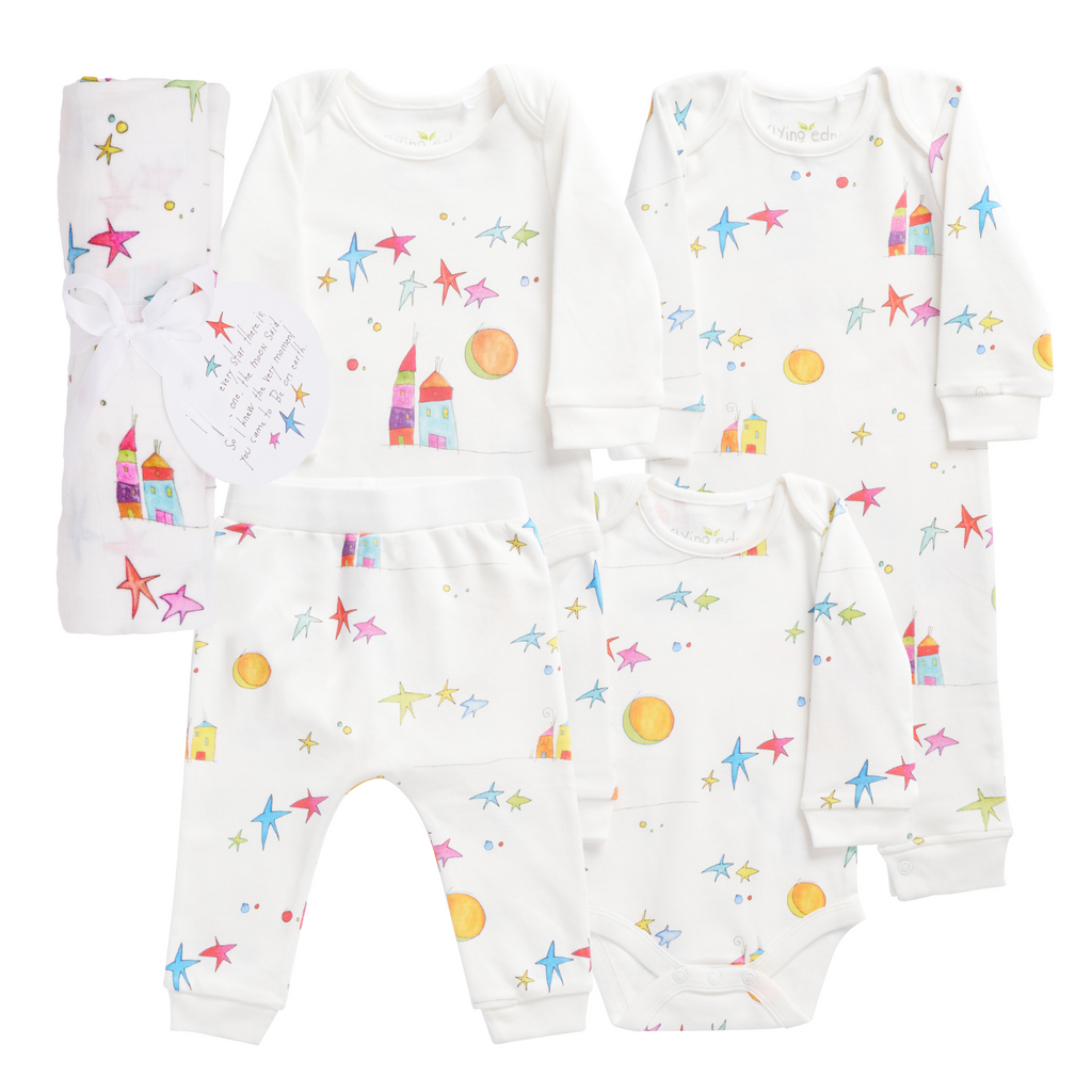 Flying Edna x From Babies with Love - Galaxy organic baby gift set