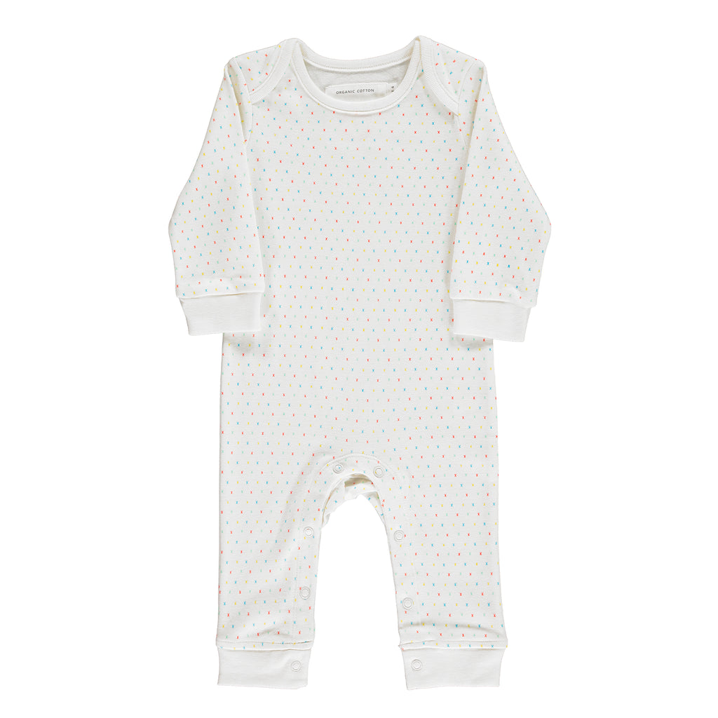 Gender Neutral and Unisex Organic Baby Grow: Baby Romper With Multi-Coloured Kisses Design