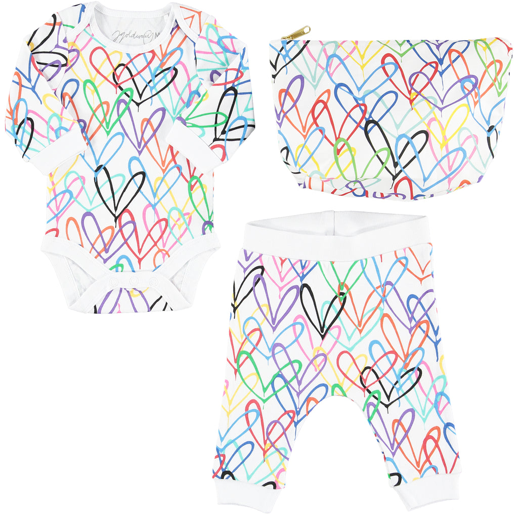 #Lovewall organic baby bodysuit and joggers set - James Goldcrown x From Babies with Love
