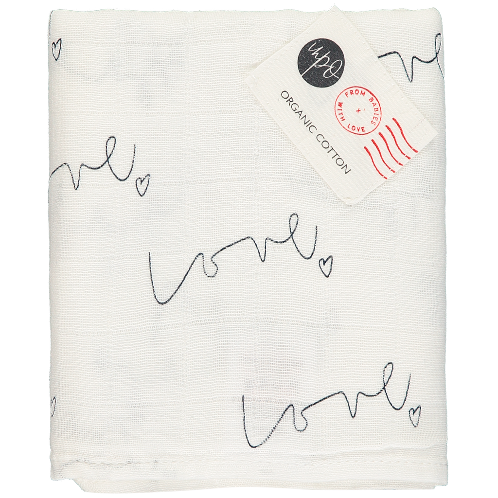 Natural muslin square - Our Love organic muslin squares are designed in collaboration with the brilliant artist, In No Particular Order.